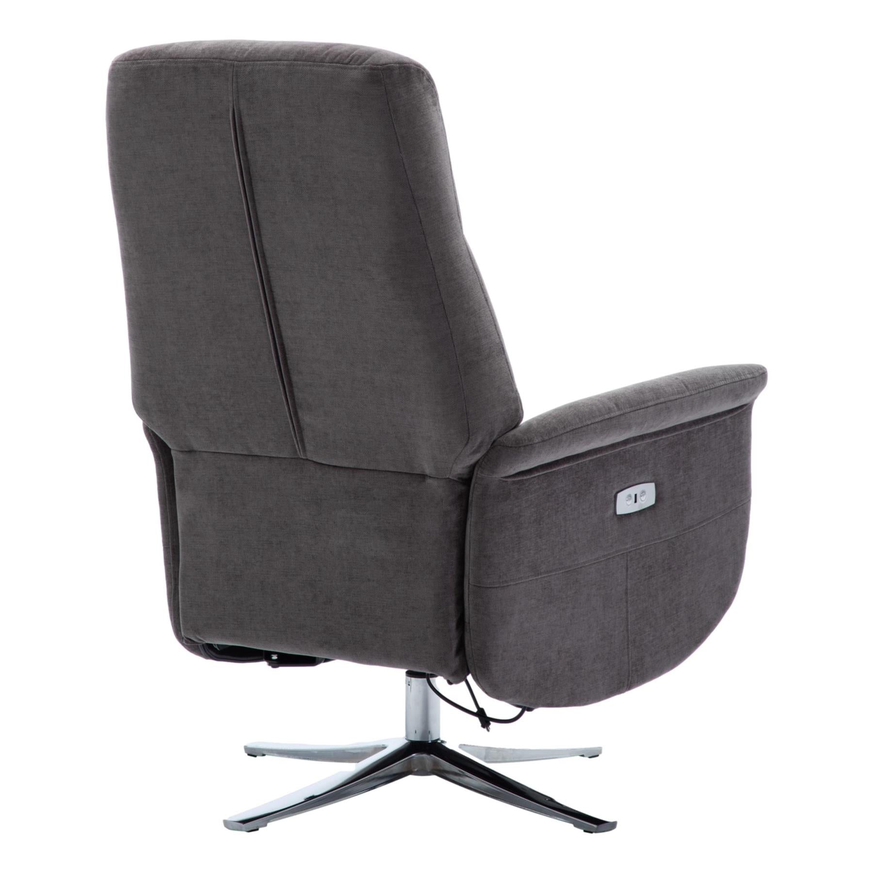 The Ontario Electric Swivel Recliner Chair, Integrated Footstool in Flint Fabric - Refurbished