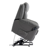 The Devon - Mobility Dual Motor Riser Recliner Arm Chair - Grey Genuine Leather - thumbnail 5