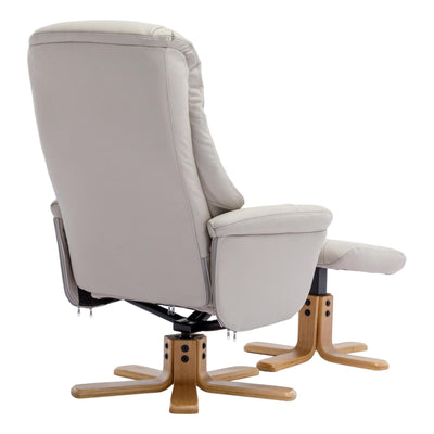 The Hawaii - Swivel Recliner Chair & Matching Footstool in Mushroom Leather