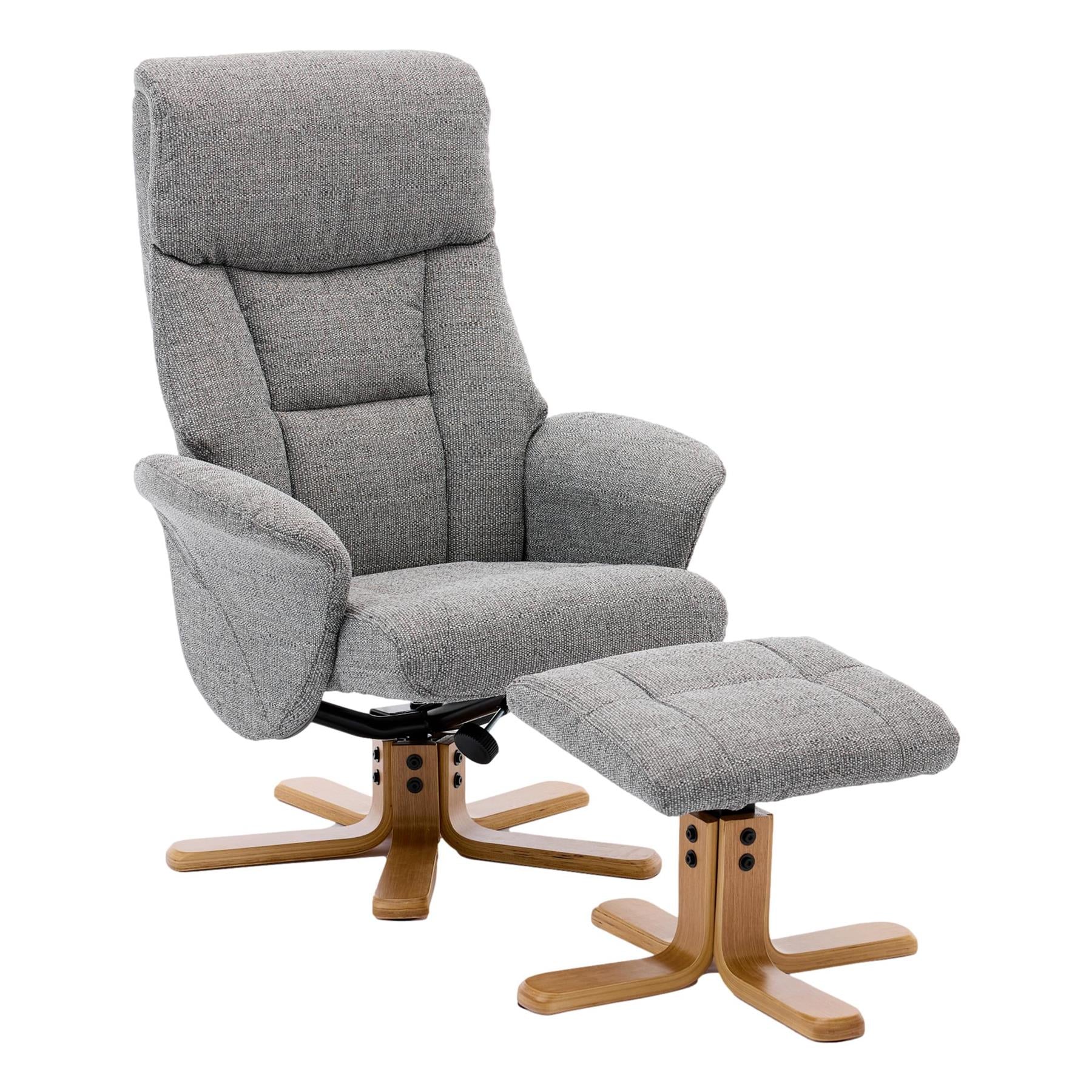 The Giza - Fabric Swivel Recliner Chair & Matching Footstool in Lisbon Rock Fabric