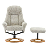 Aruba Swivel Recliner Chair in Frost Cream Fabric with Matching Footstool - thumbnail 2