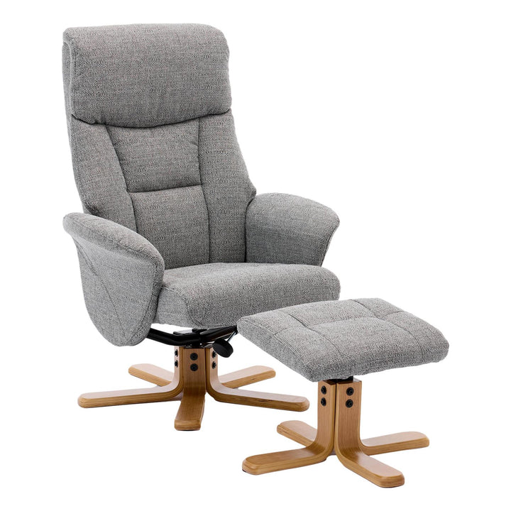 The Giza - Fabric Swivel Recliner Chair & Matching Footstool in Lisbon Rock Fabric - Refurbished - image 1