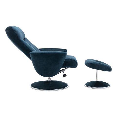 The Paddington - Swivel Recliner Chair & Matching Footstool in Deep Sea Blue Fabric - image 6