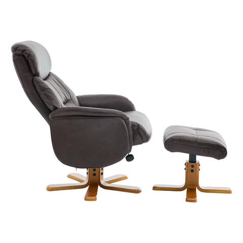 The Eden Swivel Recliner Chair & Matching Footstool in Russet Brown Leather - image 4