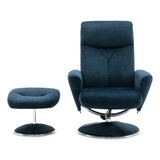 The Paddington - Swivel Recliner Chair & Matching Footstool in Deep Sea Blue Fabric - thumbnail 2