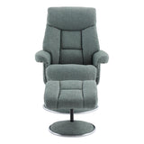 The Biarritz - Swivel Recliner Chair & Matching Footstool in Lisbon Teal Fabric - thumbnail 3