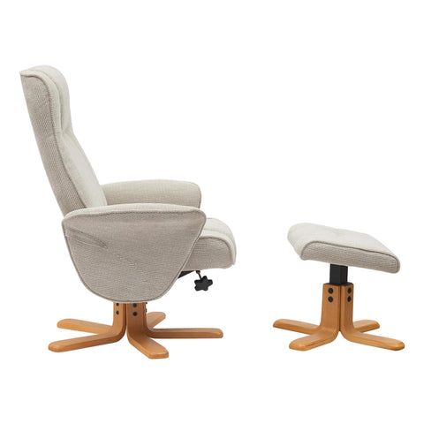 The Missouri Swivel Recliner Chair & Matching Footstool in Marzipan Fabric - image 3