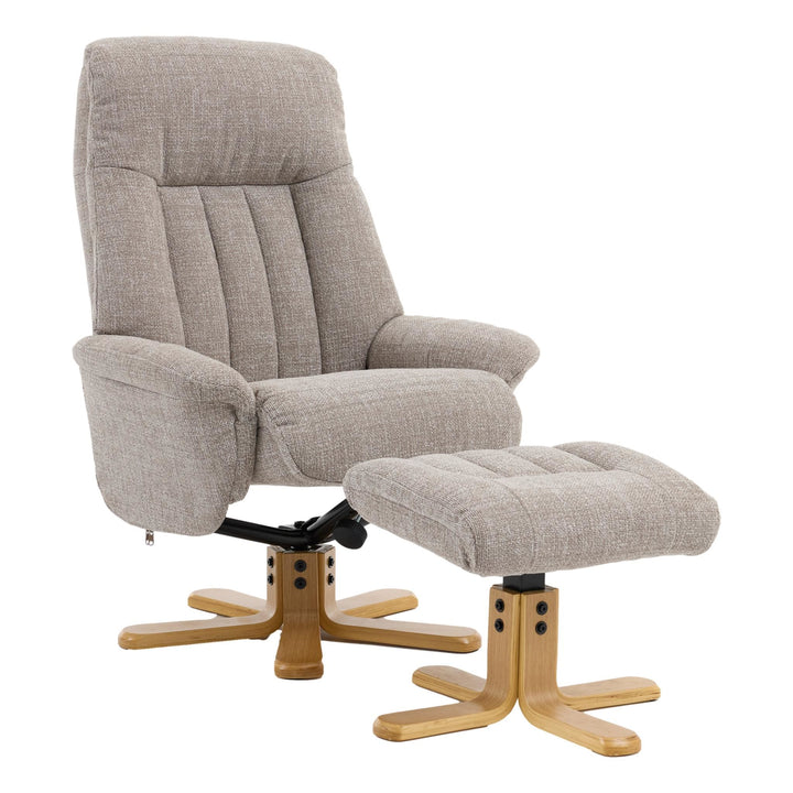 The Paris Swivel Recliner Chair & Footstool in Oat Fabric - image 1