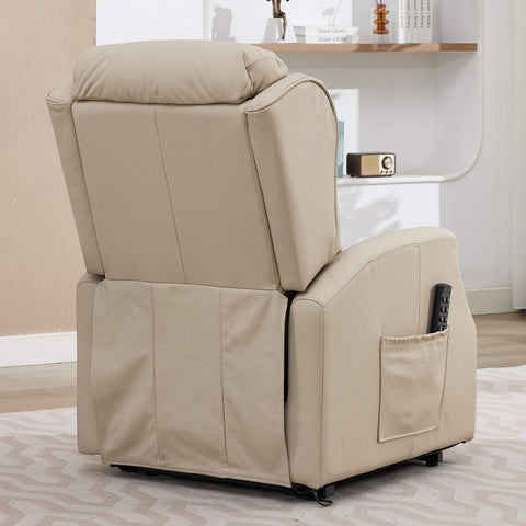 Banff Quad Motor Riser Recliner Lift Chair in Stone Genuine Leather - image 9