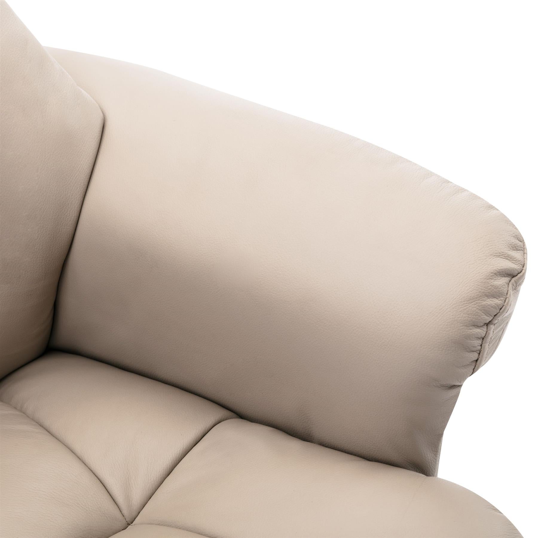 The Denver Swivel Recliner Chair & Footstool - Genuine Leather - Pebble - Clearance