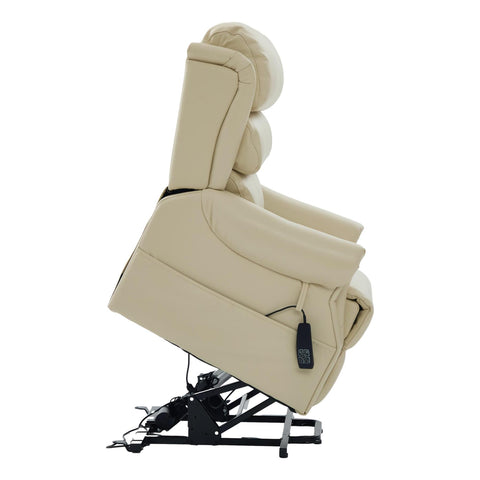 The Carlton Genuine Leather Riser Recliner in Cream - Dual Motor Mobility Chair - image 12