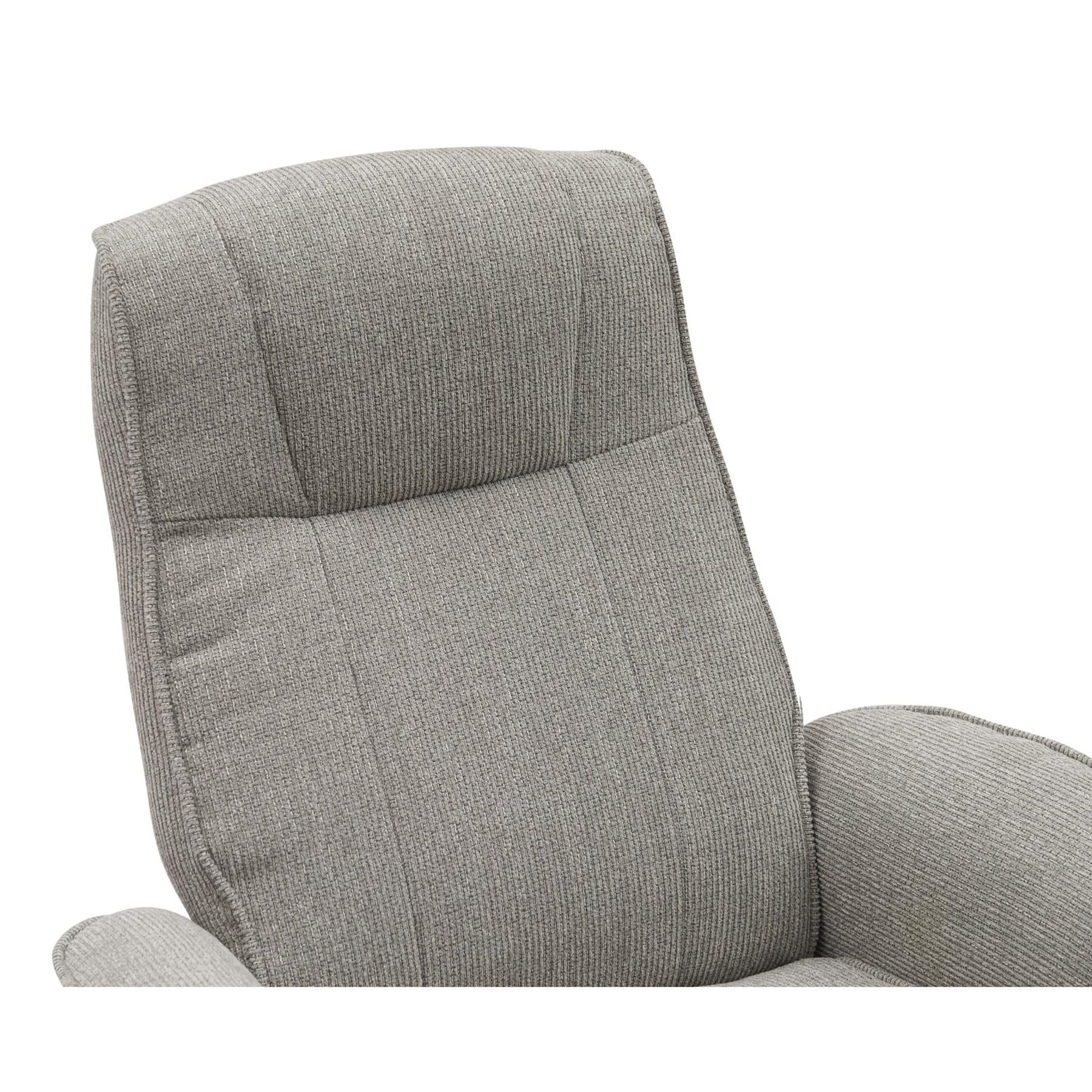 The Missouri Swivel Recliner Chair & Matching Footstool in Lunar Fabric