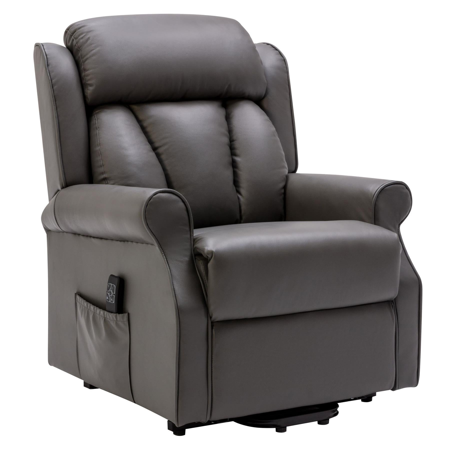 The Darwin - Dual Motor Riser Recliner Mobility Arm Chair in Grey Leather - Clearance - Minor Damage