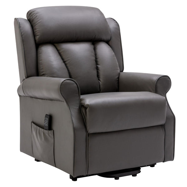 The Darwin - Dual Motor Riser Recliner Mobility Arm Chair in Grey Leather - Clearance - Minor Damage