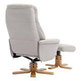 The Dubai - Swivel Recliner Chair & Matching Footstool in Mushroom Plush Faux Leather