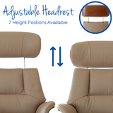 Stratford Swivel Recliner Chair in Genuine Pebble Leather with Matching Footstool - thumbnail 3