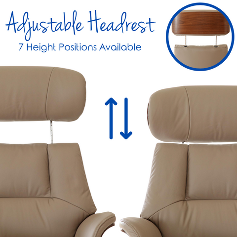 Stratford Swivel Recliner Chair in Genuine Pebble Leather with Matching Footstool - image 3