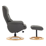 The Mandalay Swivel Recliner Chair & Footstool in Cinder Genuine Leather - Refurbished - thumbnail 4