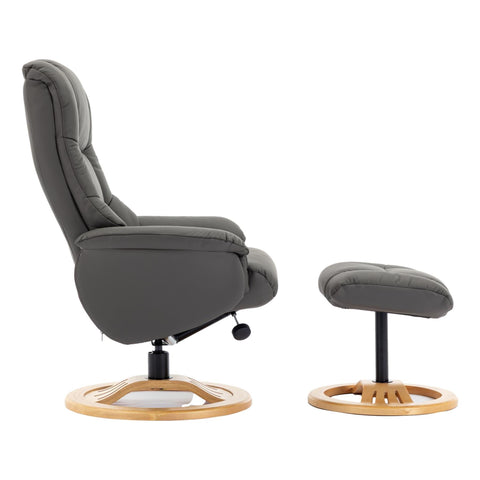 The Mandalay Swivel Recliner Chair & Footstool in Cinder Genuine Leather - Refurbished - image 4