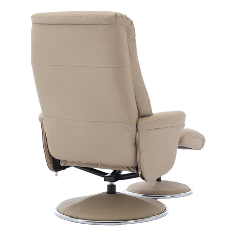 The Lyon - Genuine Leather Swivel Recliner Chair & Footstool in Pebble Cream - Refurbished - image 9