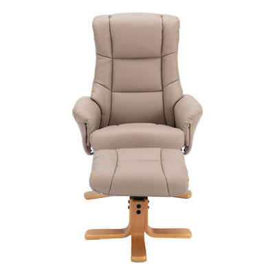 The Cairo - Swivel Recliner Chair & Matching Footstool in Pebble Faux Leather