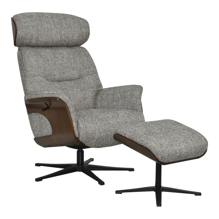 Wren Swivel Recliner and Footstool in Cocoa Fabric - image 1