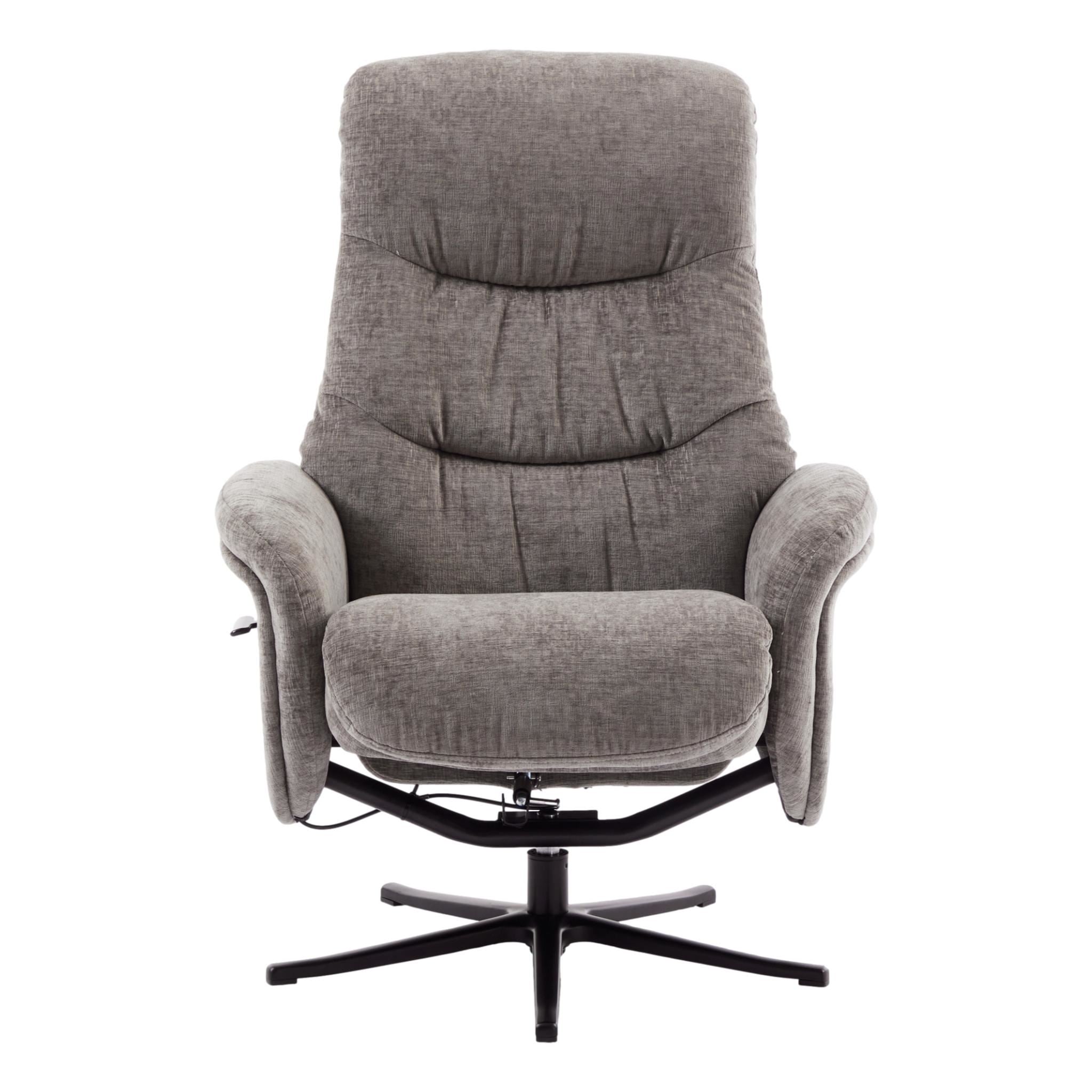 The Nevada Swivel Recliner Chair & Matching Footstool in Ash Fabric