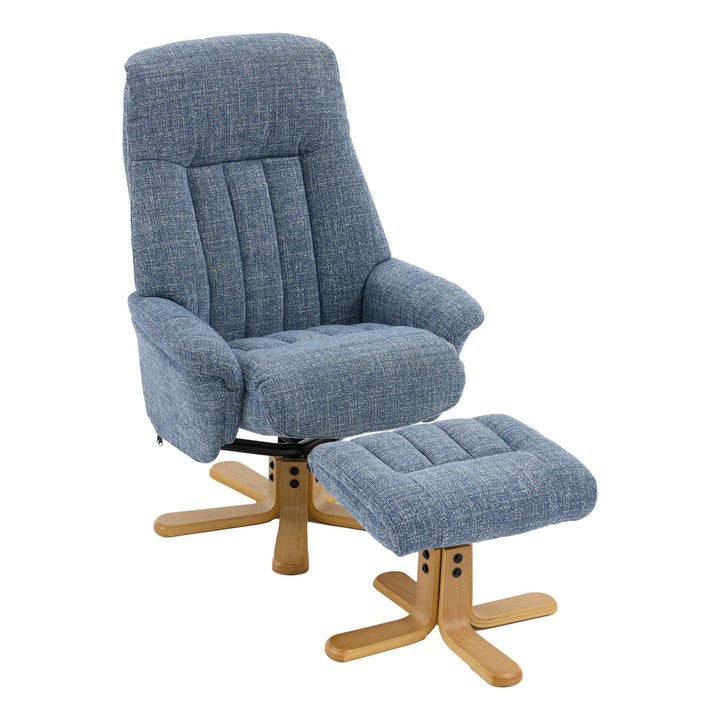 The Paris Swivel Recliner Chair & Footstool in Ocean Fabric - image 1
