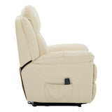 The Devon - Dual Motor Mobility Riser Recliner Arm Chair - Cream Genuine Leather - thumbnail 3