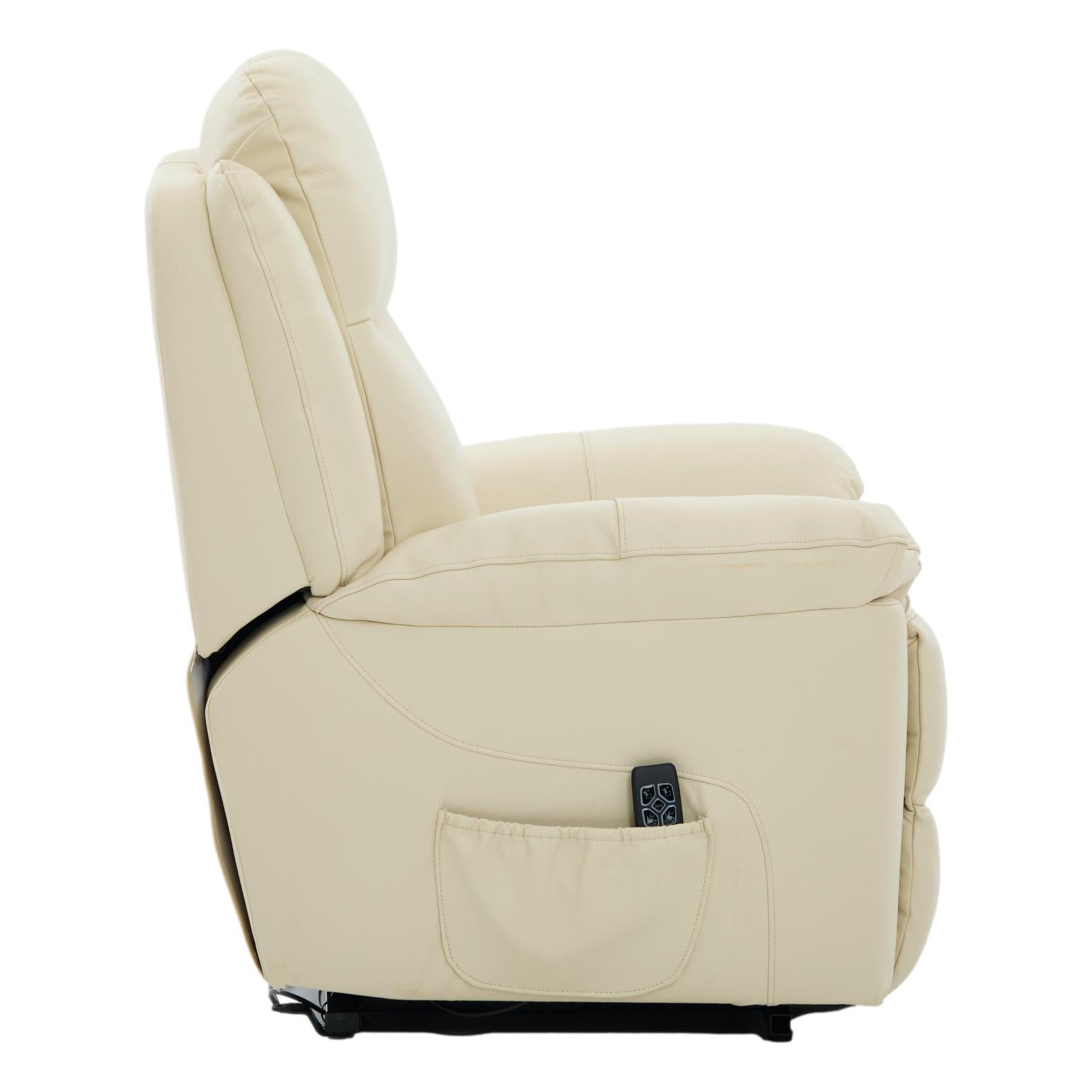 The Devon - Dual Motor Mobility Riser Recliner Arm Chair - Cream Genuine Leather