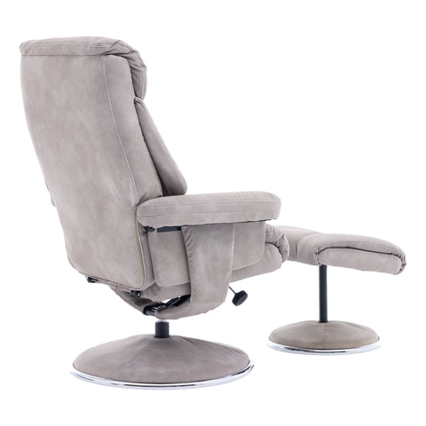 The Biarritz - Swivel Recliner Chair & Matching Footstool in Almond Fabric - image 6