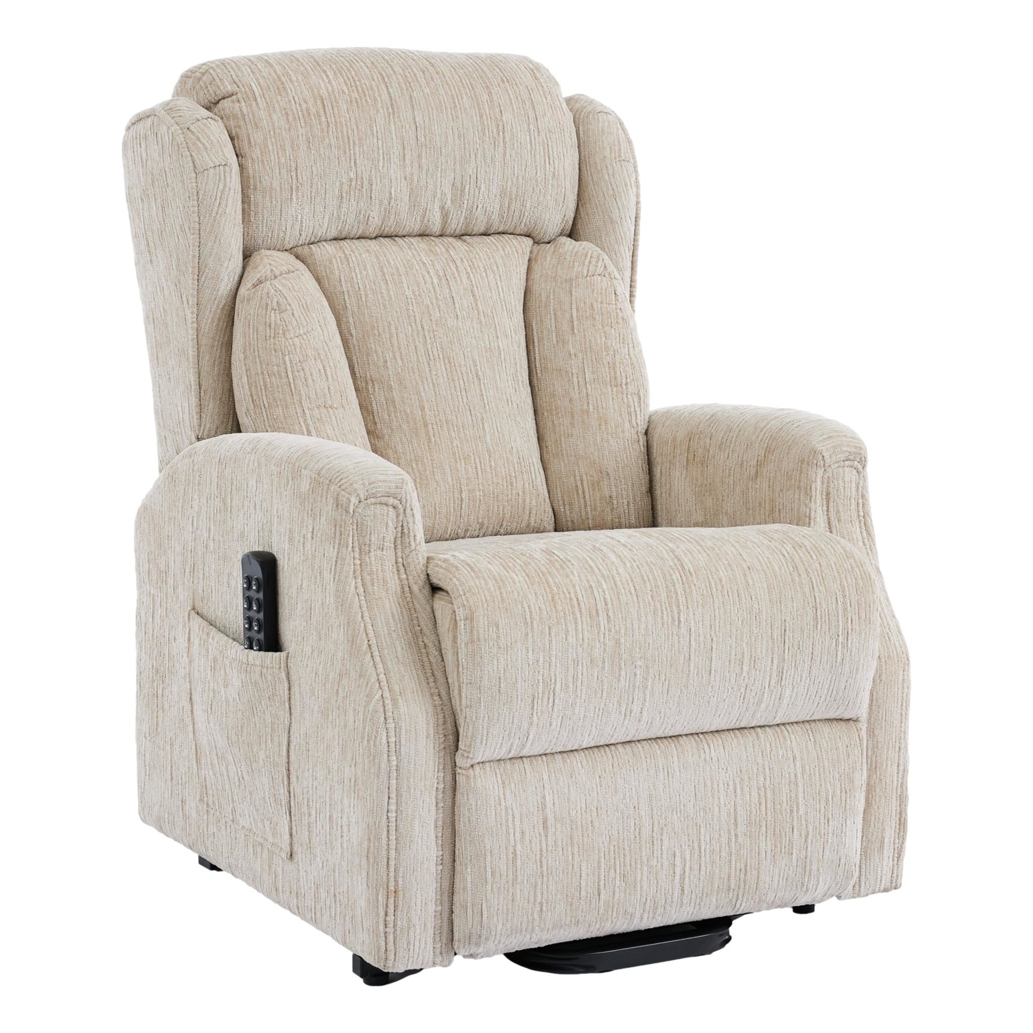 The Aspen Quad Motor Riser Recliner Mobility Lifting Chair in Natural Fabric