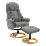 Aruba Swivel Recliner Chair in Muscari Grey Fabric with Matching Footstool - thumbnail 6