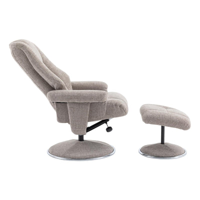 The Denver - Swivel Recliner Chair & Matching Footstool in Cha Cha Oat Fabric
