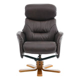 The Eden Swivel Recliner Chair & Matching Footstool in Russet Brown Leather - thumbnail 7