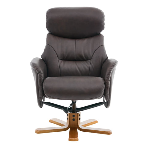 The Eden Swivel Recliner Chair & Matching Footstool in Russet Brown Leather - image 7