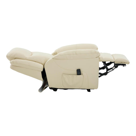 The Devon - Dual Motor Mobility Riser Recliner Arm Chair - Cream Genuine Leather - image 7