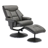 The Biarritz - Swivel Recliner Chair & Matching Footstool in Cinder Plush Faux Leather