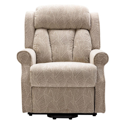 The Darwin - Dual Motor Riser Recliner Chair in Cream Brush Fabric - Refurbished