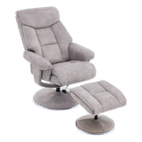 The Biarritz - Swivel Recliner Chair & Matching Footstool in Almond Fabric - thumbnail 4