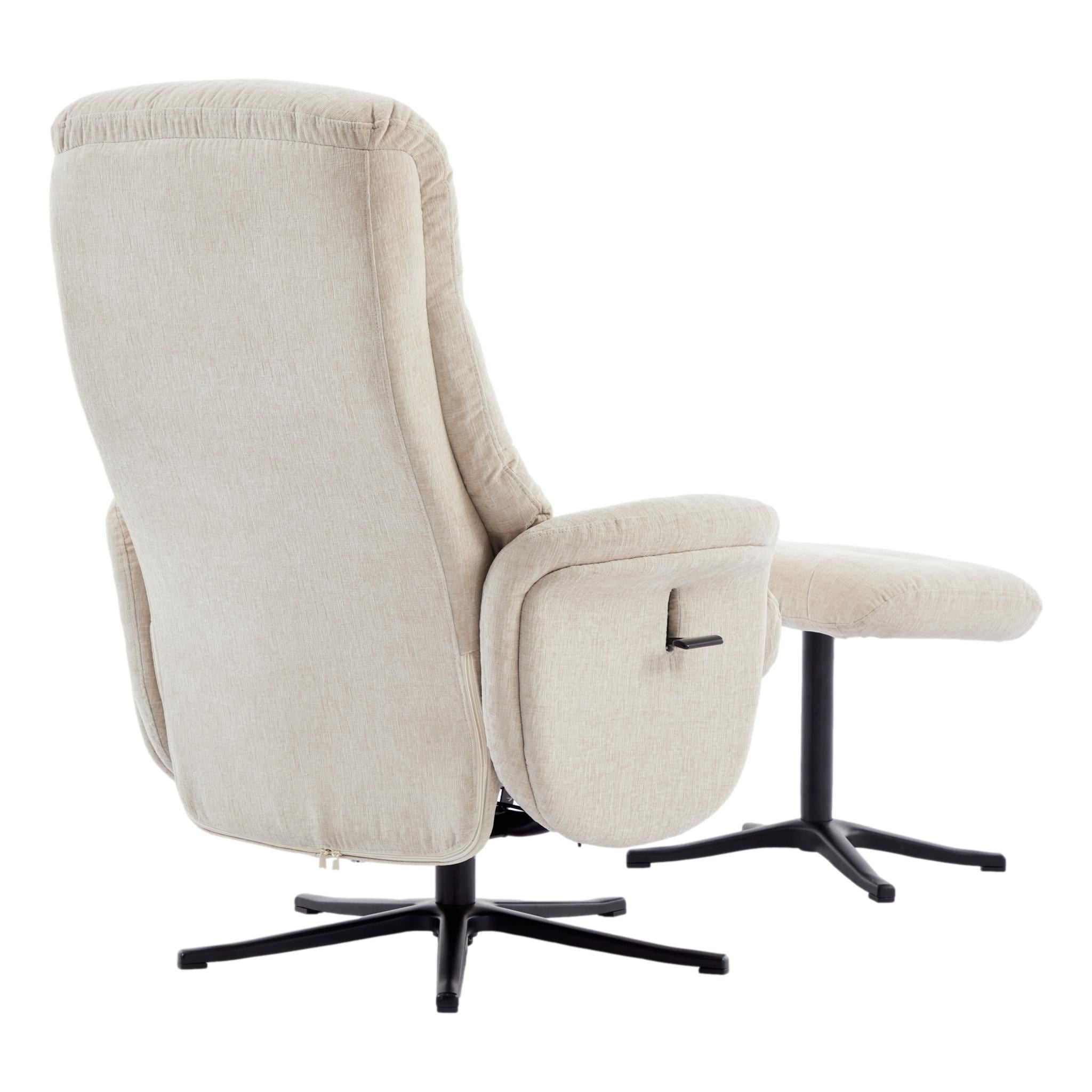 The Nevada Swivel Recliner Chair & Matching Footstool in Barley Fabric