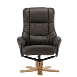 Cairo Swivel Recliner Chair & Footstool in Charcoal Plush Faux Leather - Clearance