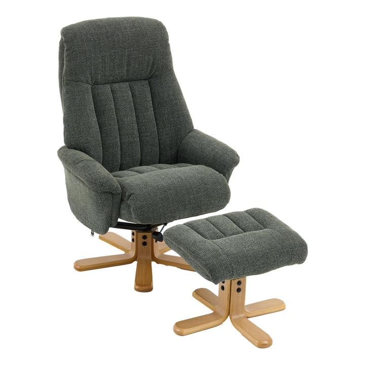 The Paris Swivel Recliner Chair & Footstool in Fern Fabric - image 1