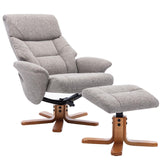 Marseille Swivel Recliner Chair and Footstool in Fossil Fabric