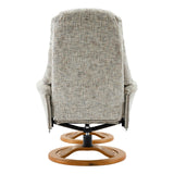 Aruba Swivel Recliner Chair in Frost Cream Fabric with Matching Footstool - thumbnail 9