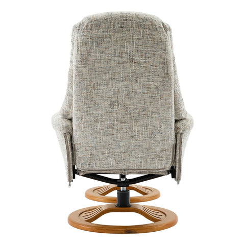 Aruba Swivel Recliner Chair in Frost Cream Fabric with Matching Footstool - image 9