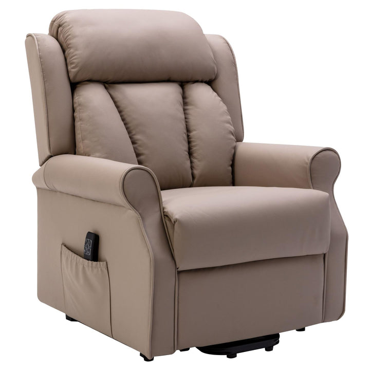 The Darwin - Dual Motor Riser Recliner Mobility Arm Chair in Taupe Genuine Leather - image 1