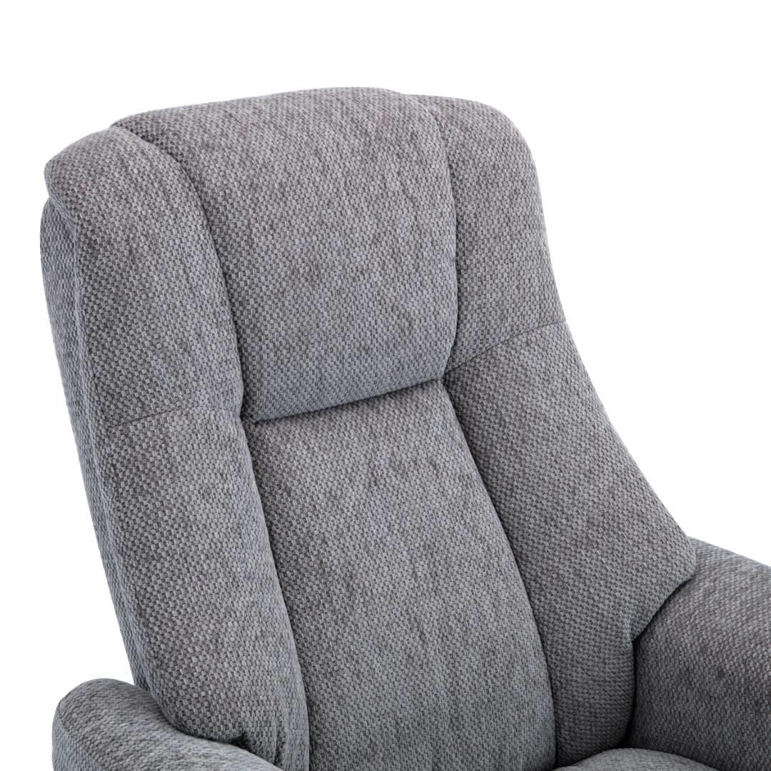 The Denver Swivel Recliner Chair & Footstool - Fabric - Pewter Refurbished