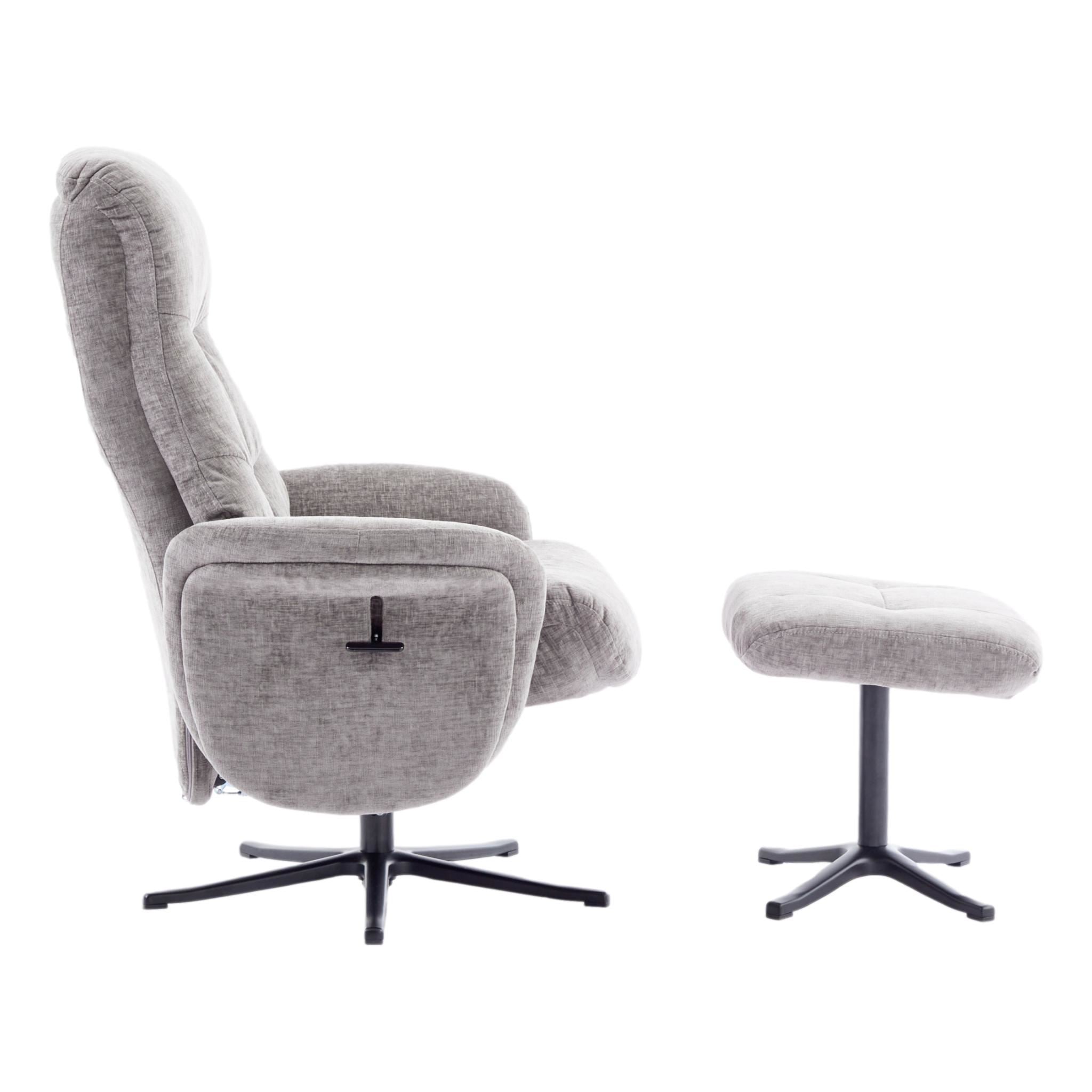 The Nevada Swivel Recliner Chair & Matching Footstool in Cloud Fabric