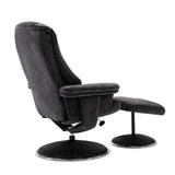 The Denver Swivel Recliner Chair & Footstool - Fabric - Liquorice